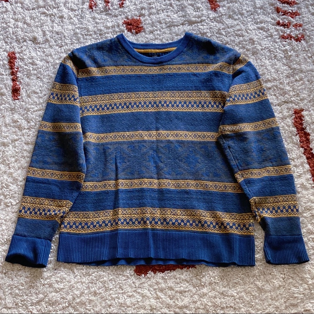 Vintage American Rag Gold and Blue Sweater L